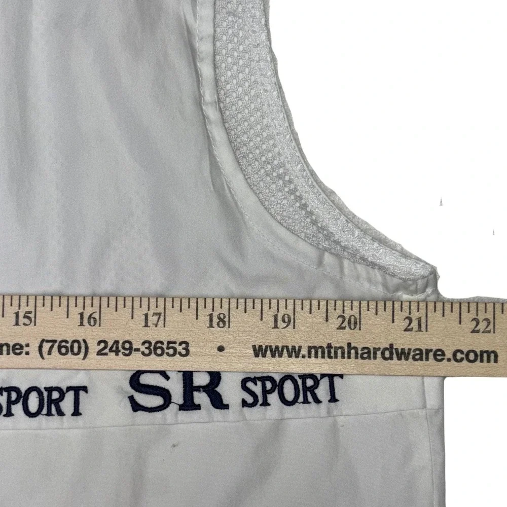 Vintage SR Sport Zip Vest Medium Utility Windbreaker Sleeveless  White 42